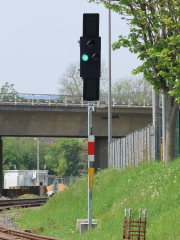 |Esig| A des |Bf| @kneb; aus Richtung @kheh;, Sonderbauform des |ESTW| von |S&B|